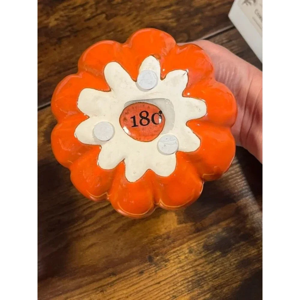 Set of 2 Orange Ceramic Pumpkin Planters – Fall Halloween Décor
